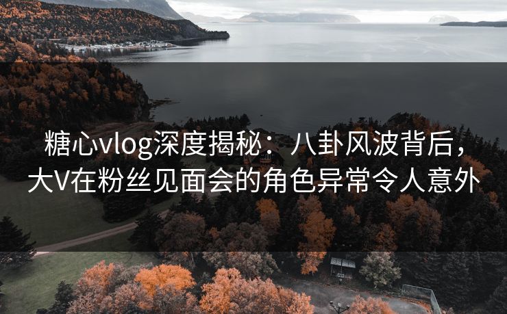 糖心vlog深度揭秘：八卦风波背后，大V在粉丝见面会的角色异常令人意外