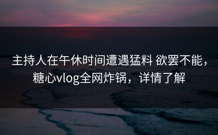 主持人在午休时间遭遇猛料 欲罢不能，糖心vlog全网炸锅，详情了解
