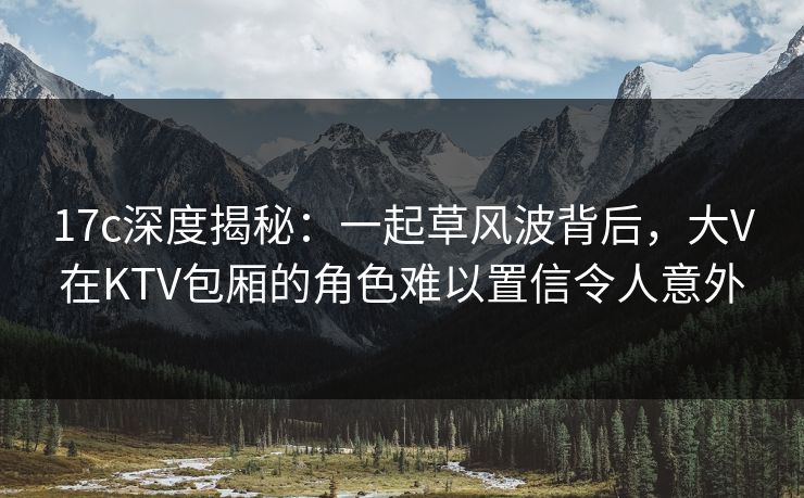 17c深度揭秘：一起草风波背后，大V在KTV包厢的角色难以置信令人意外