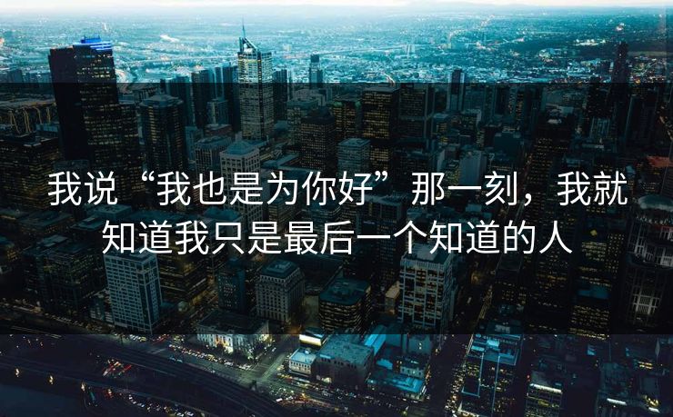 我说“我也是为你好”那一刻，我就知道我只是最后一个知道的人