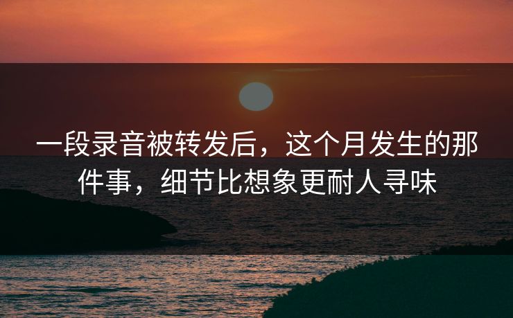 一段录音被转发后,这个月发生的那件事,细节比想象更耐人寻味 一段录音被转发后,这个月发生的那件事,细节比想象更耐人寻味